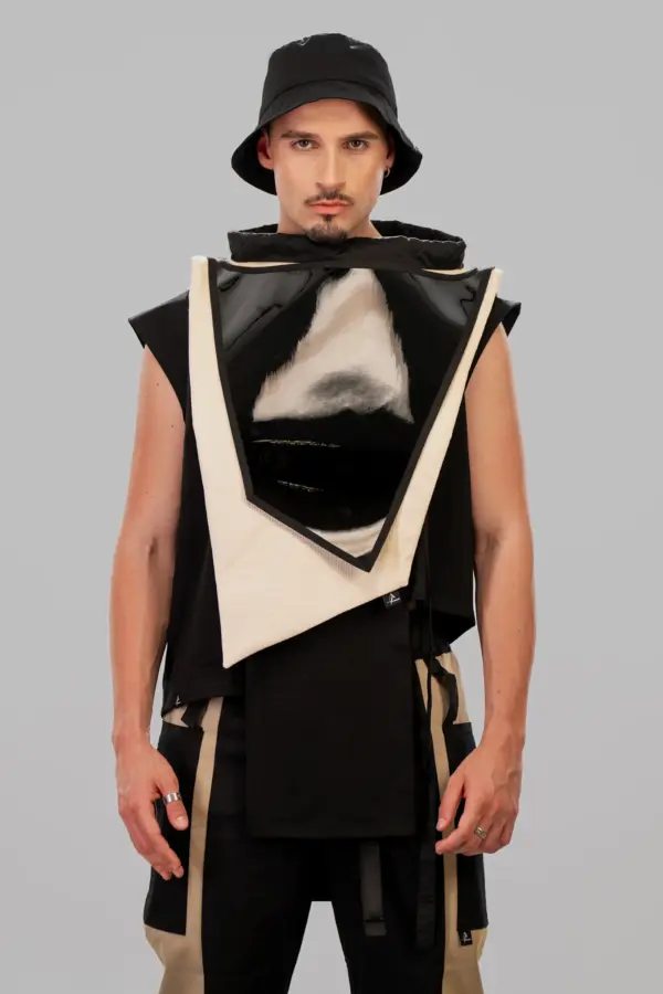ASYMMETRIC VINYL PANEL VEST