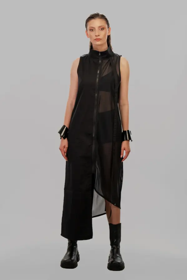SEMI TRANSPARENT BLACK DRESS