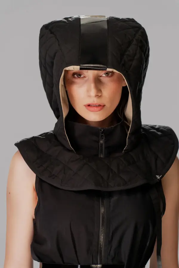 QUILTED HOOD WITH VINYL DETAIL